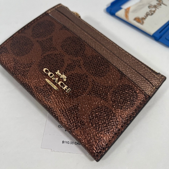 NWT Coach Mini Skinny Id Case In Signature Canvas - Picture 4 of 6